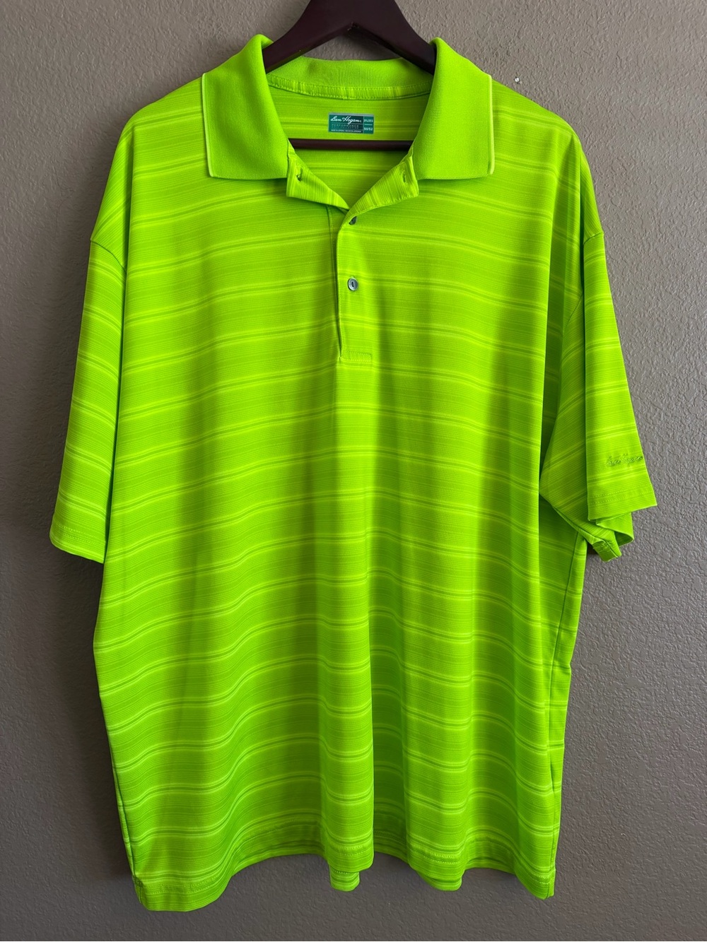 Ben Hogan Men's Neon Lime Green Striped Golf Polo Size XXL